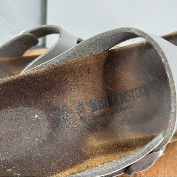 Birkenstock “Gizeh” Silver Metallic Thong Sandals Flats 38 7 - Picture 5 of 8